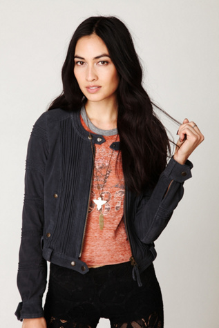 Pleated Suede Jacket