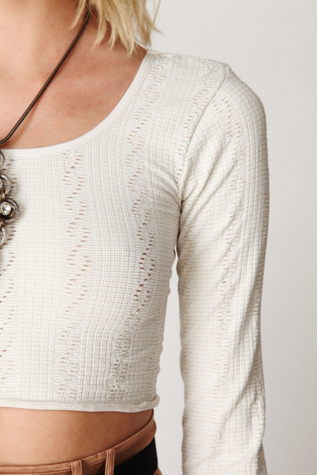 Shimmer Pointelle Seamless Crop Top