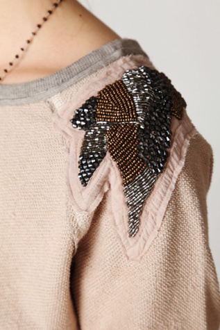 Beaded Shoulder Shrunken Pullover