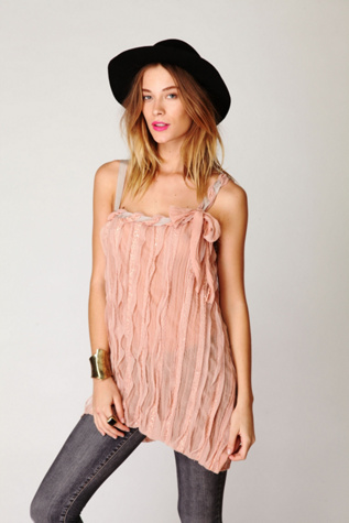 Tie Pleated Sequin Cami