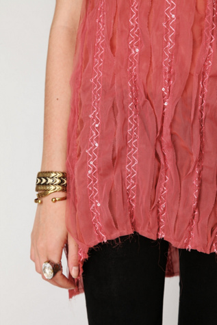 Tie Pleated Sequin Cami