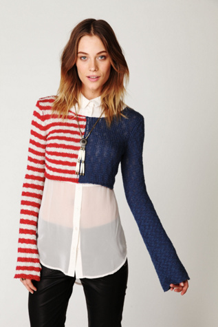American Flag Crop Pullover
