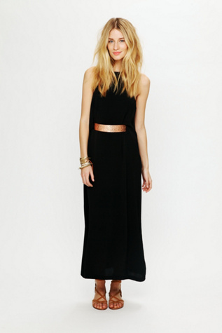 High Neck Belted Maxi Dress