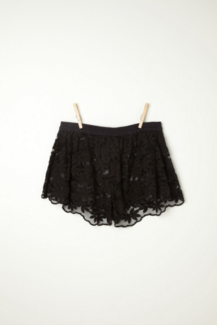 Daisy Embroidered Mesh Shorts