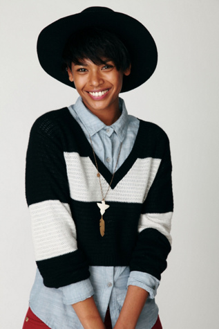 Colorblock Crop Cashmere Pullover