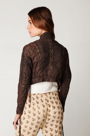 Lace Up Leather Jacket