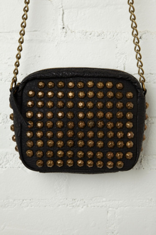Hammered Stud Zip Crossbody