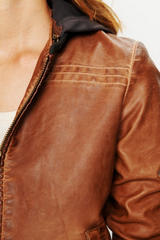 Brown Hooded Vegan Leather Jacket