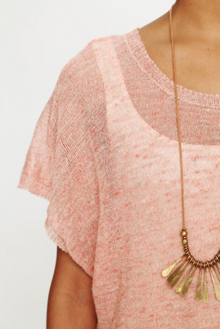 Short Sleeved Marled Long Sweater Tee