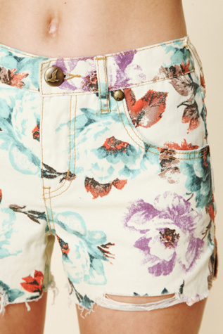 Floral Printed Denim Cutoff