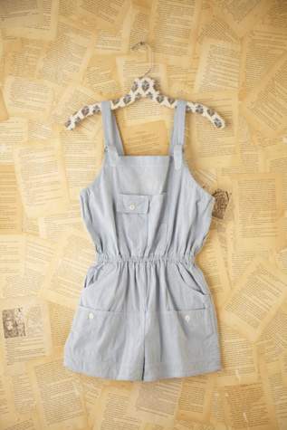 Vintage Seersucker Overall Romper