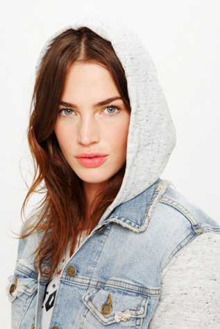 Knit Hooded Denim Jacket