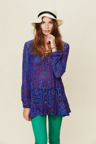 Neon Floral Embroidered Tunic
