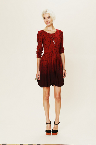 Print Dip Dye Fit and Flare Dress