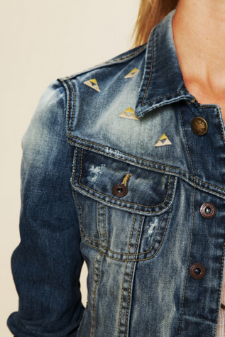 Diamond Embroidered Denim Jacket