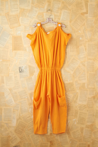 Free People Vintage Orange Cotton Romper  in Vintage-Dresses