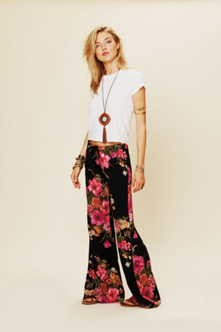 Floral Drawstring Bell Bottoms