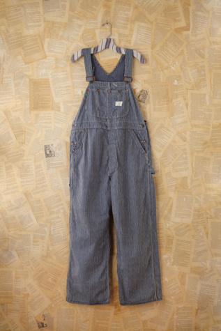 Free People Vintage Pinstripe Overalls in vintage-jeans
