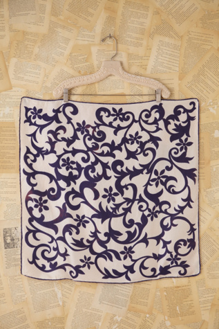 Free People Vintage Blue and White Printed Scarf in Vintage-Accessories