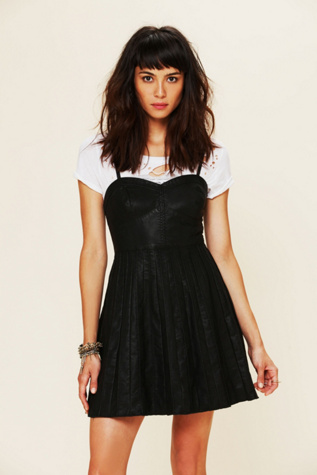 Vegan Leather Fit and Flare Dress