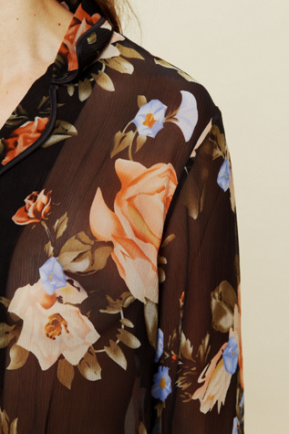 Sheer Floral Buttondown Top