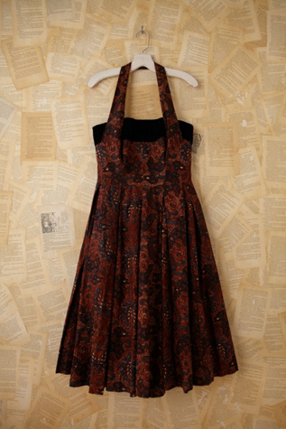 Vintage Batik and Velvet Halter Dress in Vintage-Loves-dresses