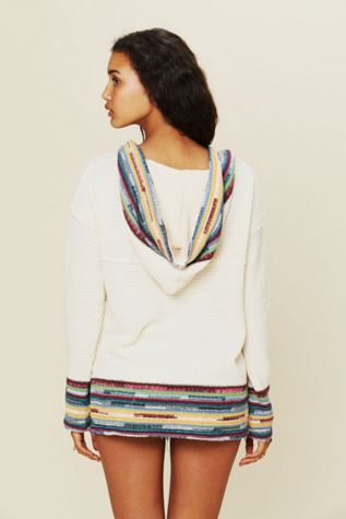 Lace Up Border Stripe Hoodie