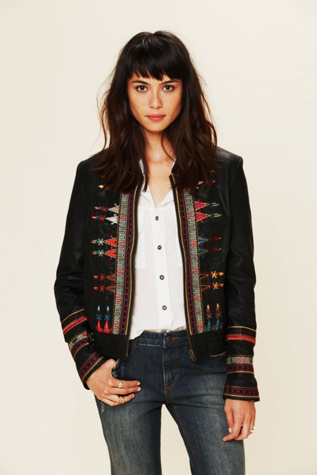 Embroidered Vegan Jacket