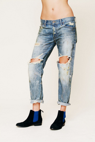 Oil Stained Destroyed Boyfriend Jean