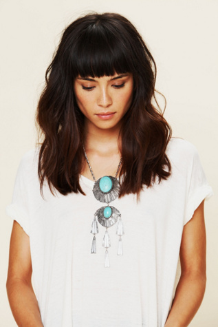 Metal Stone Fringe Necklace
