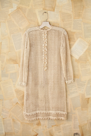 Free People Vintage Button Front Crochet Dress in Vintage-Dresses