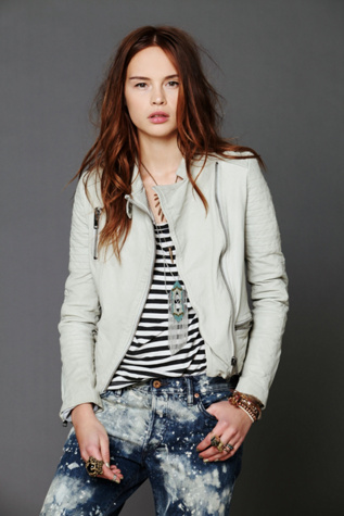 Creme Leather Jacket