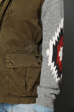 Cargo Jacket with Sweater Sleeves