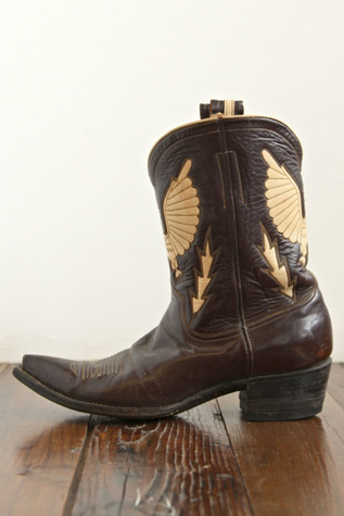 Free People Vintage Black and Beige Leather Boots in vintage-shoes