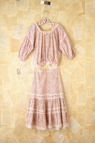 Free People Vintage Two-Piece Pink Floral Set in Vintage-Dresses