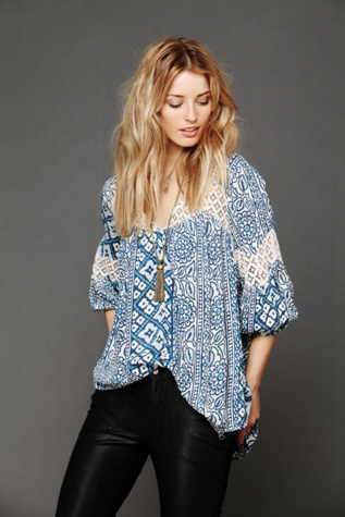 Printed Bubble Sleeve Tunic