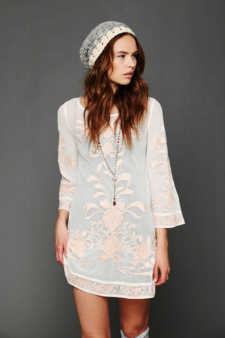 Embroidered Mesh Tunic Slip