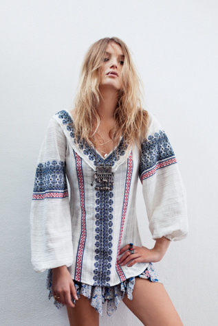 All Roads Embroidery Double V Tunic