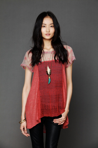Pieced Floral Print Tunic