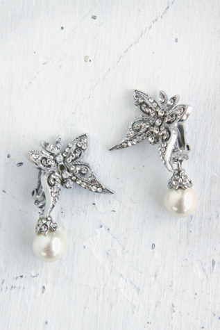 Vintage Butterfly Pearl Earrings