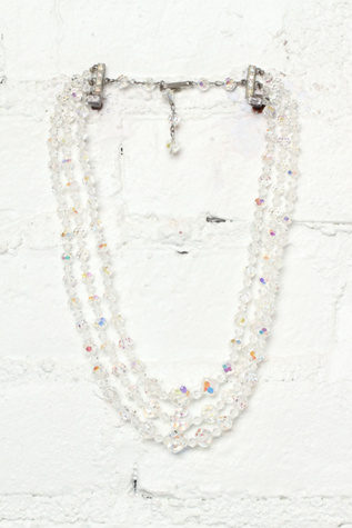 Free People Vintage Triple Tiered Crystal Bead Necklace in Vintage-Jewelry