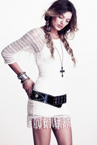 Fringed Crochet Raglan Dress in clothes-dresses-and-rompers-body-con