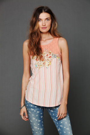 Free People Eclectic Juxtaposition Tunic in sheer-blouses