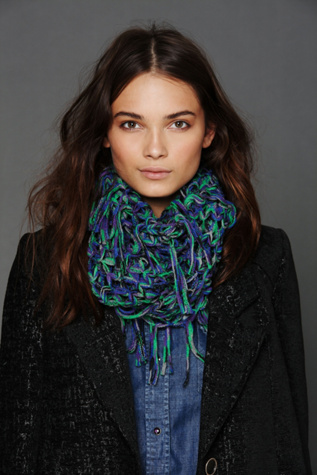 Open Knit Fringe Loop Scarf 