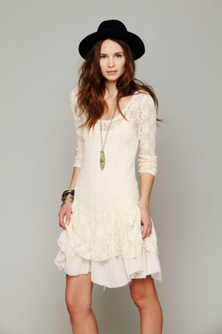 Long-Sleeve Lace Dropwaist Dress