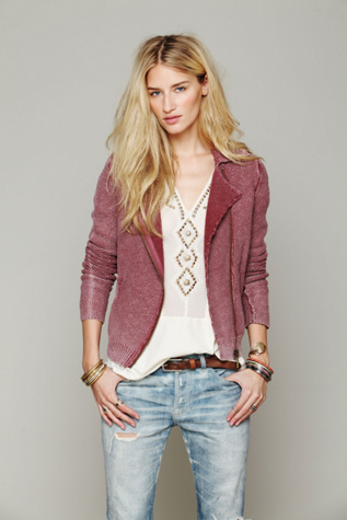 Free People Zip Up Sweater Jacket in cardigan-sweaters