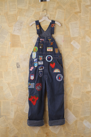 Free People Vintage 1970s Patched Denim Overalls in vintage-jeans