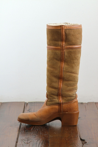 Free People Vintage Shearling Lined Suede Tall Boots in vintage-shoes