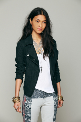 Free People Washed Linen Jacket in Jackets