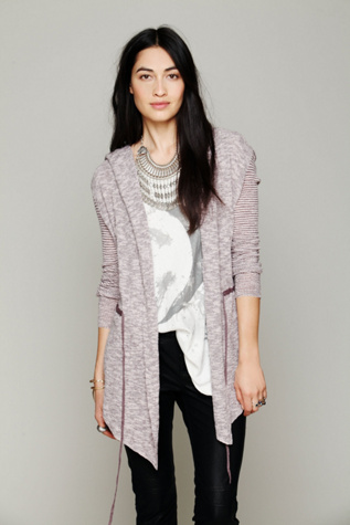 Free People Long Mini Stripe Cardigan in cardigan-sweaters